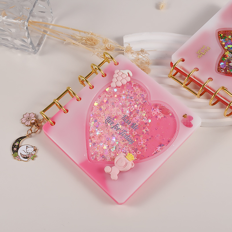 Cristal epoxi Quicksand cuaderno molde Quicksand estrella amor tablero de tablero rejilla cuaderno de silicona libre de sello de molienda