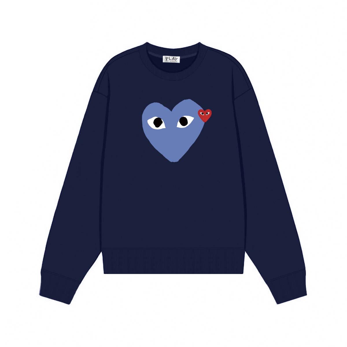 Comme des Garcons PLAY Heart Logo Crewneck Sweater Navy
