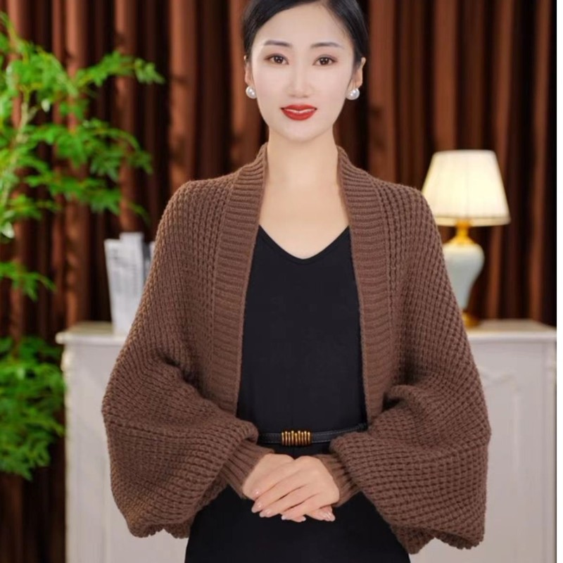 貴婦人メリヤスカーディガン秋冬保温長袖ストール柔らかい肌の質感ストール|undefined
