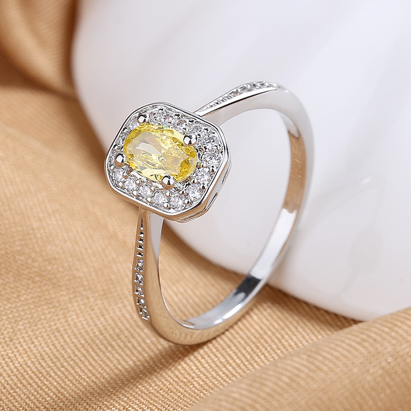 8g Weight Zircon Inlay Material 1 Piece Fashion Rectangle Copper Inlay Zircon Rings