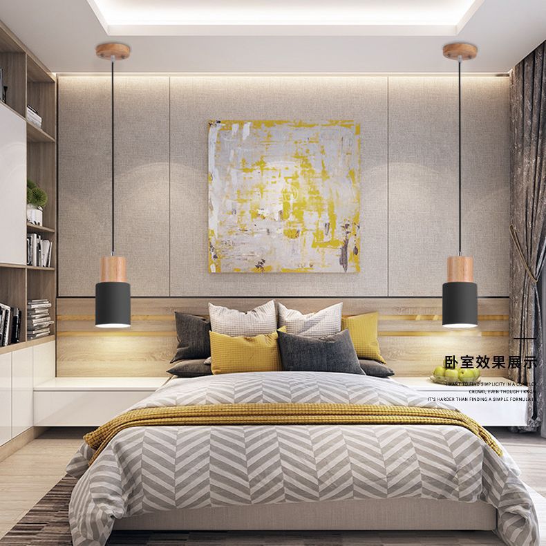 Creative Simple Dining Bar Living Room Straight Wooden Chandelier