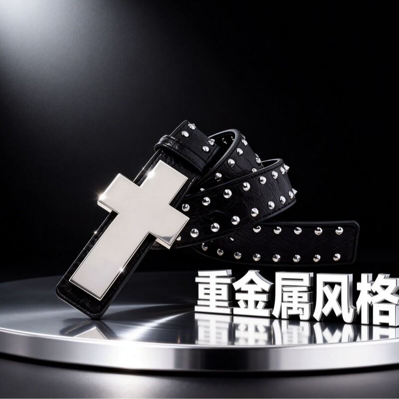 New Foreign Trade Style European and American Cross Belt, Rock Hip-Hop Personality Leather Belt, Subculture Style Rivet Belt, Trendy New Foreign Trade Style European and American Cross Belt, Rock Hip-Hop Personality Leather Belt, Subculture Style Rivet Belt, Trendy