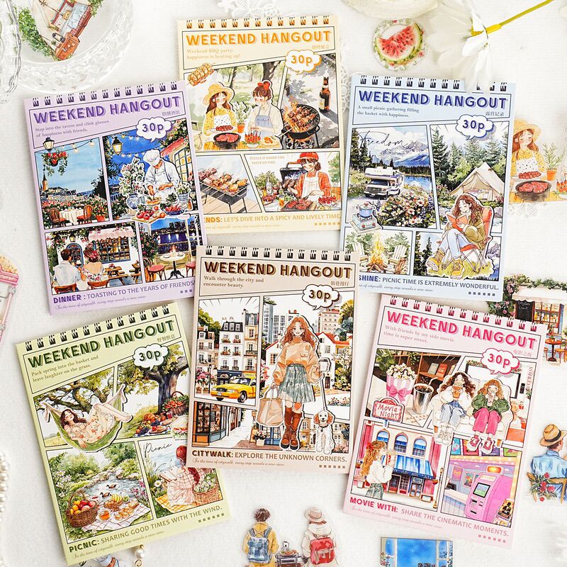 Yiniao Pet Sticker Pack Small Gathering Series Casual Cartoon Theme Handbook Decoration Material Stickers 30 Sheets in 6 Styles