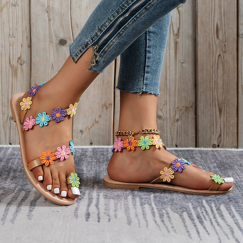 Women's Vacation Bohemian Streetwear Daisy Round Toe Casual Sandals Beach Sandals display picture 2