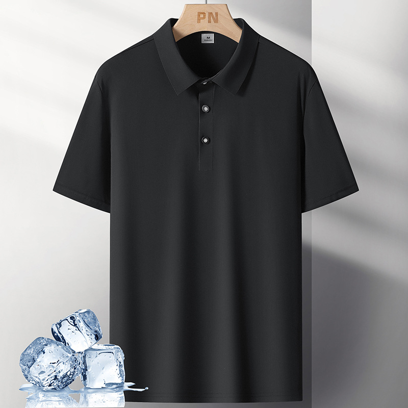 Camiseta de verano de hielo de manga corta Polo para hombre delgada ropa de papá con solapa de ropa de negocios casuales camiseta de papá para hombre