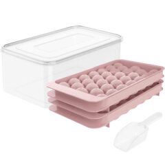 33格の円形の氷の格のセットの氷の丸い球形の氷の格は蓋の家庭用の冷凍の氷の神器のネットの赤い製氷箱を持ちます。