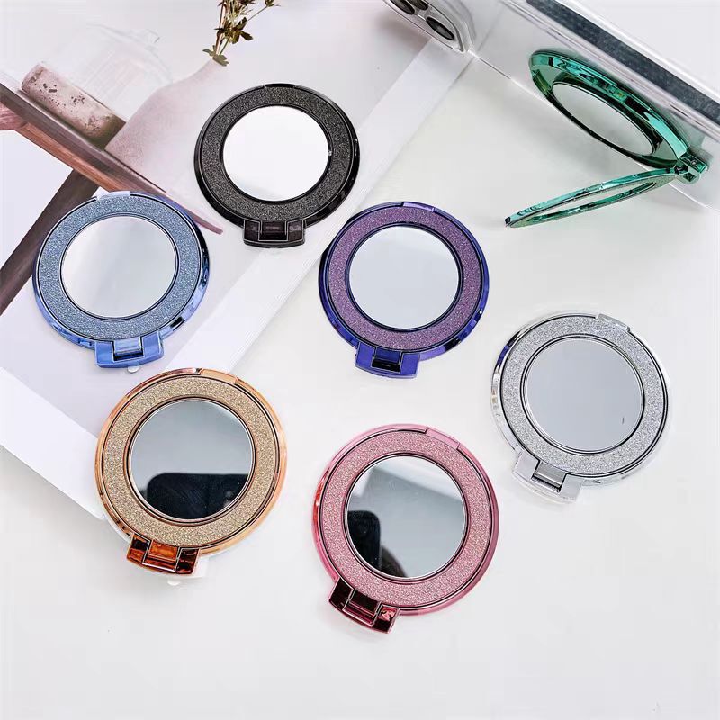 Glitter Folding Small Mirror Design Portable Phone Case Accessory Lazy Makeup Mirror Stand Desktop Binge-Watching Gadget