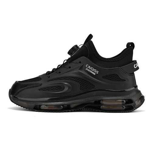 Men's Rotating Button Shoes for Autumn/Winter Breathable, Middle School Students Popcorn Sole Running Shock Absorbing Casual Net Face Trendy Shoes Durable