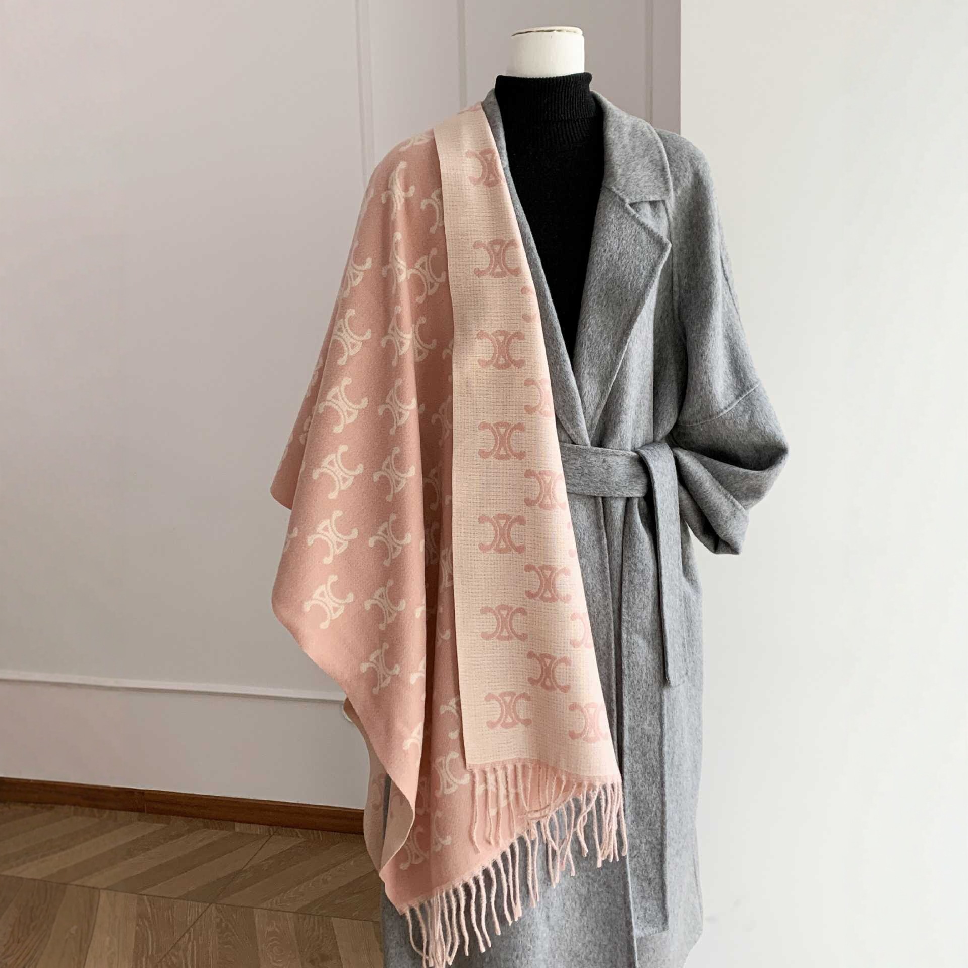 Nuevo arco de triunfo doble cara imitación bufandas de cachemira de bordas moda para hombres y mujeres engrosado amplio pañuelo europeo