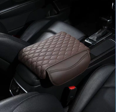 pad, Nappa leather storage car – Armrest box pad - doudou-style-storagelarge-coffee-color