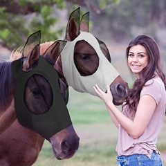 Equestrian supplies horse mask, horse face protective mask, breathable elastic horse anti-mosquito mask, harness headgear