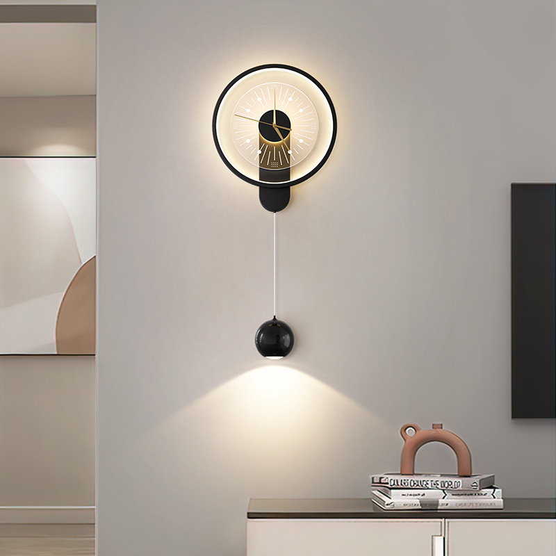 TV de fondo colina estilo reloj de decoración nuevo estilo de rejilla italiana sala de estar simple lámpara colgante creativa pared de fondo 2024