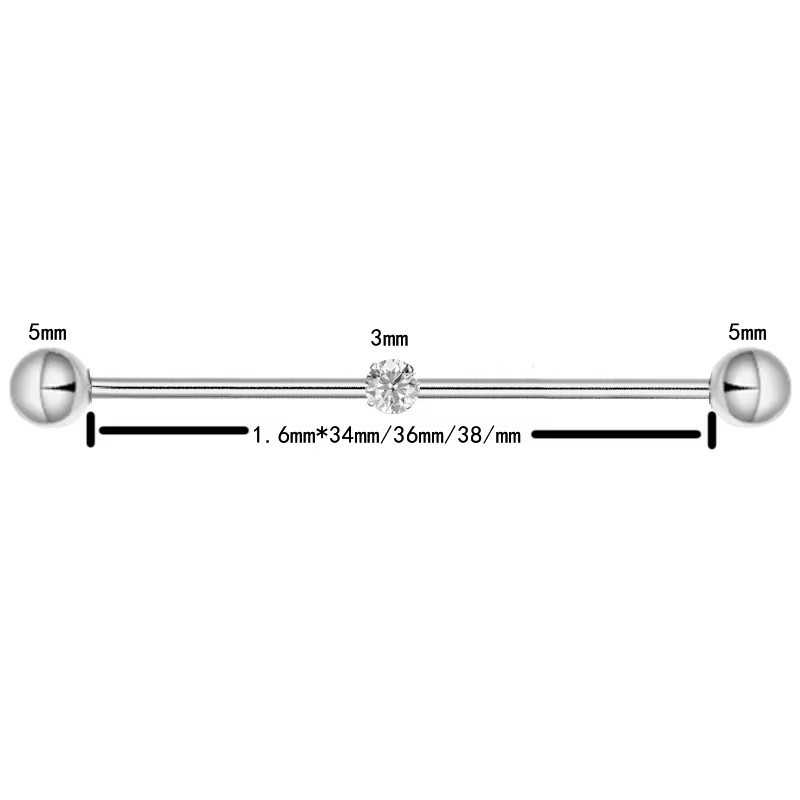 F136 Titanium Alloy Implant Grade Inner Spiral Tragus Ear Piercing Double-Ended Straight Rod with Zircon Ear Bridge Nail detail image 17