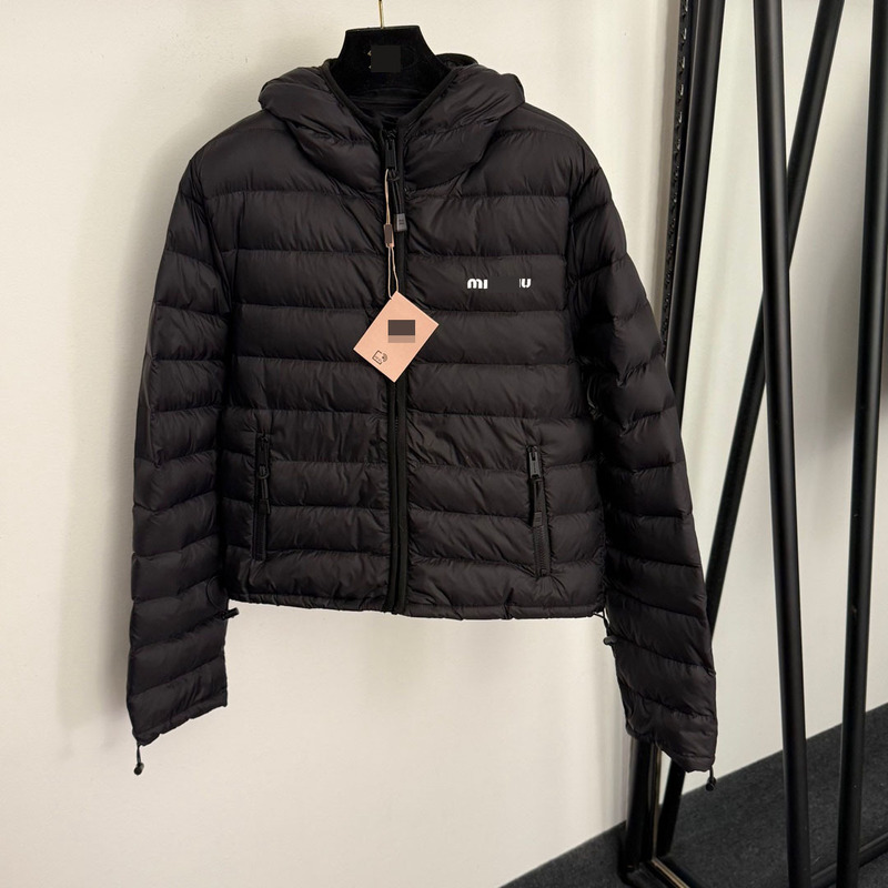 Shenzhen Nanyou High-End Foreign Trade Women's New Style Lightweight Long-Sleeve Hooded down Jacket with Logo Embroidery on the Chest Shenzhen Nanyou High-End Foreign Trade Women's New Style Lightweight Long-Sleeve Hooded down Jacket with Logo Embroidery on the Chest