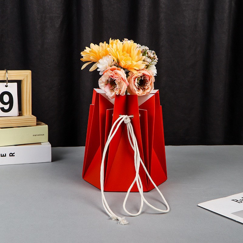 Bolso de flores de abrazo hexagonal hecho a mano, ramo de rosas, bolso de mano, resistente al agua, florista coreana, ramo, floral, material de rosa