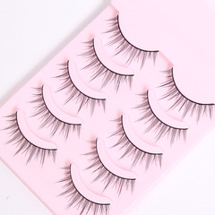 五對裝純欲小惡魔假睫毛漫畫款黑梗小惡魔一片式超細透明梗假睫毛