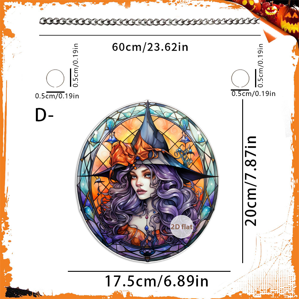 Decoración de Halloween transfronteriza cabeza de calabaza malvada 2D acrílico disco colgante ventanas de color porche colgante