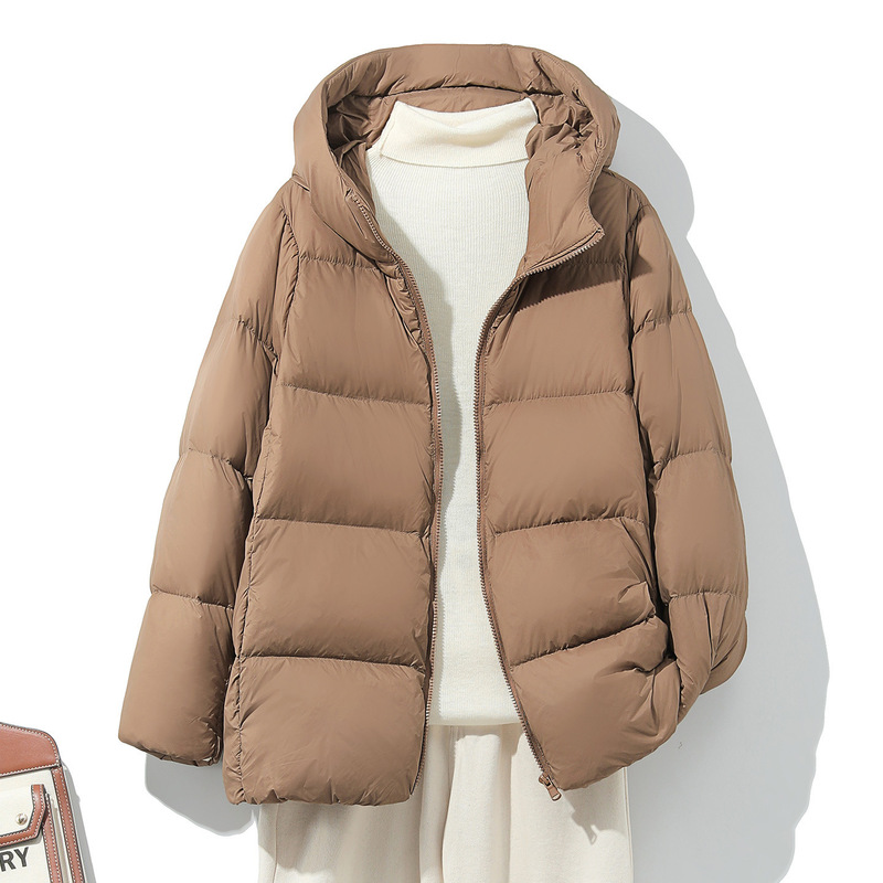 Pinghu Autumn and Winter New Lightweight down Jacket for Women, Mid-Length Hooded Zipper Korean Style Warm Puffer Jacket, Loose Fit, Plus Size Pinghu Autumn and Winter New Lightweight down Jacket for Women, Mid-Length Hooded Zipper Korean Style Warm Puffer Jacket, Loose Fit, Plus Size