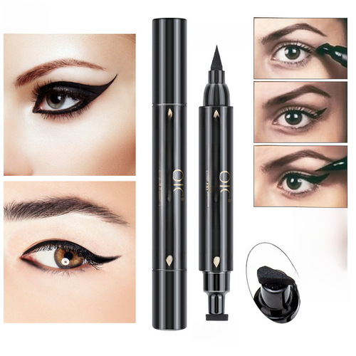 QIC Triangular Wing Double-Ended Eyeliner Pen Waterproof and Smudge-Proof Dual-Purpose Eyeliner Liquid Pen Southeast Asia Hot Item