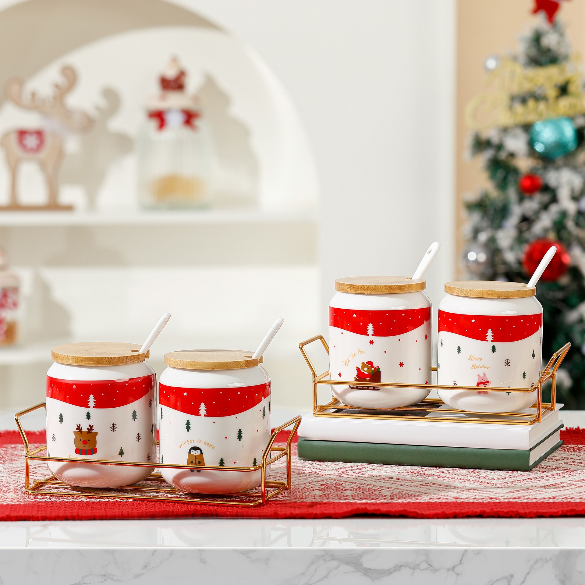 Navidad creativa condimento personalidad de cerámica cocina botella de esencia de sal de pollo regalo de mano comercio exterior condimento de alto valor