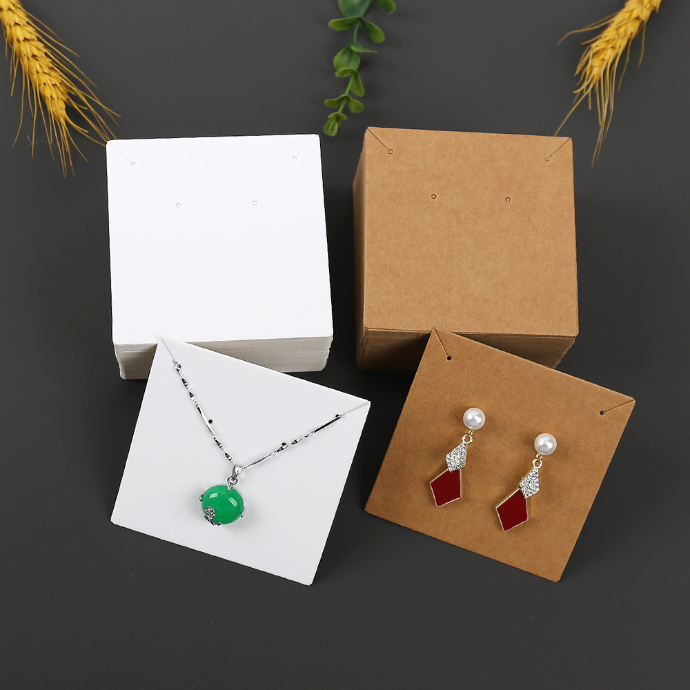 项链卡纸空白项链卡片牛皮纸卡背首饰品包装耳环吊坠项链展示卡纸