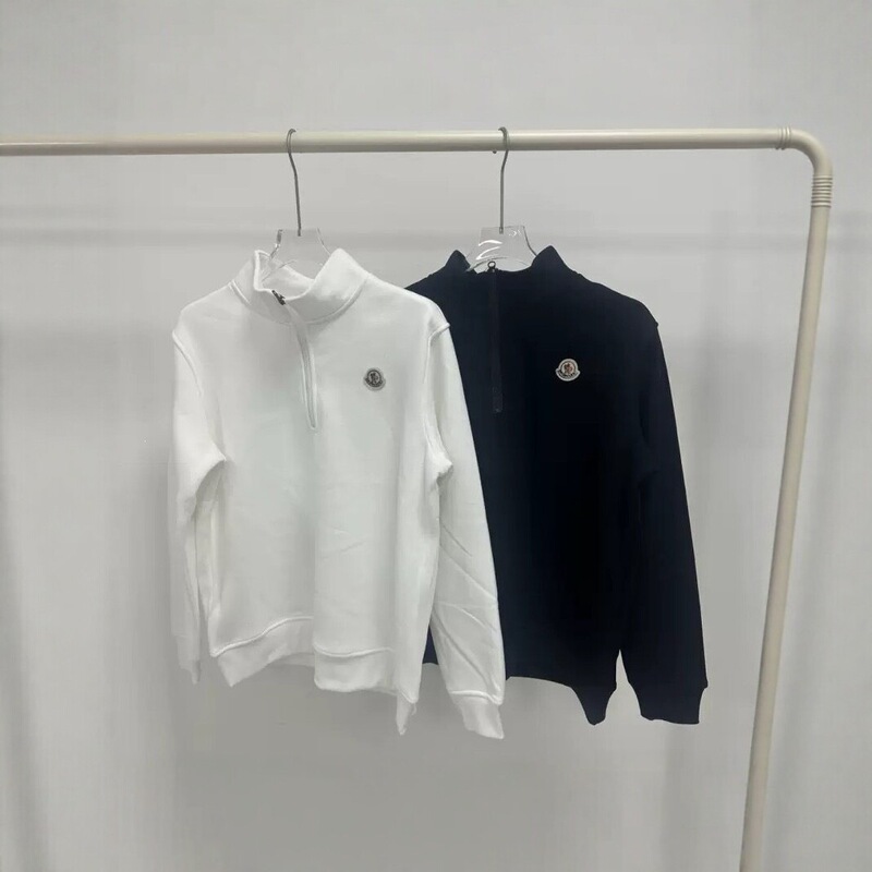 New cotton men's half-zip stand-up collar sweatshirt, loose casual long-sleeve jacket with embroidery, suitable for both men and women