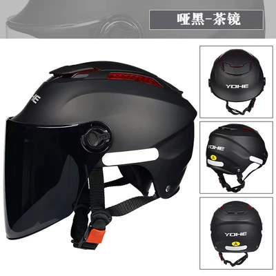 helmet sunscreen rainproof helmet, Motosiklet kaskı (dəbilqə) - matt-black-with-black-tea-lenses-new-national-standard-class-a