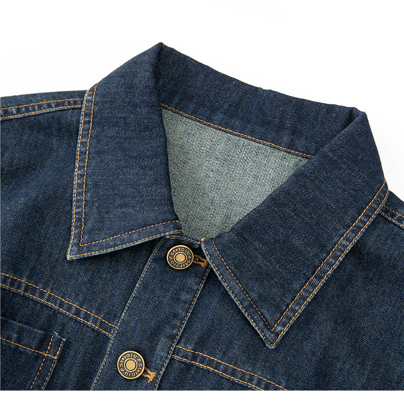 Váy denim nữ cổ ve phong cách Pháp retro Hồng Kông — Màu xanh lam chi tiết 12