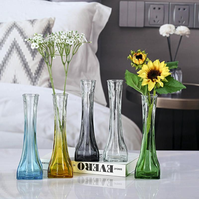 Квадратная цветная маленькая чрево? girdle glass vase прозрачная маленькая вазочка для гидропоники лилия растение настольное украшение орнаменты