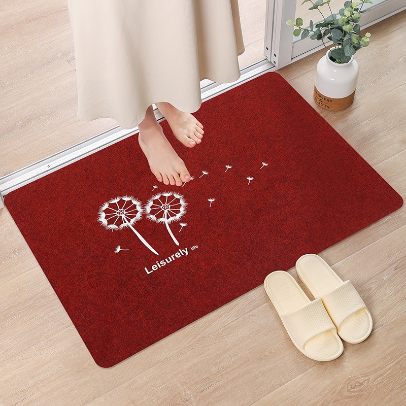 자수-짙은 빨간색 민들레 흰색