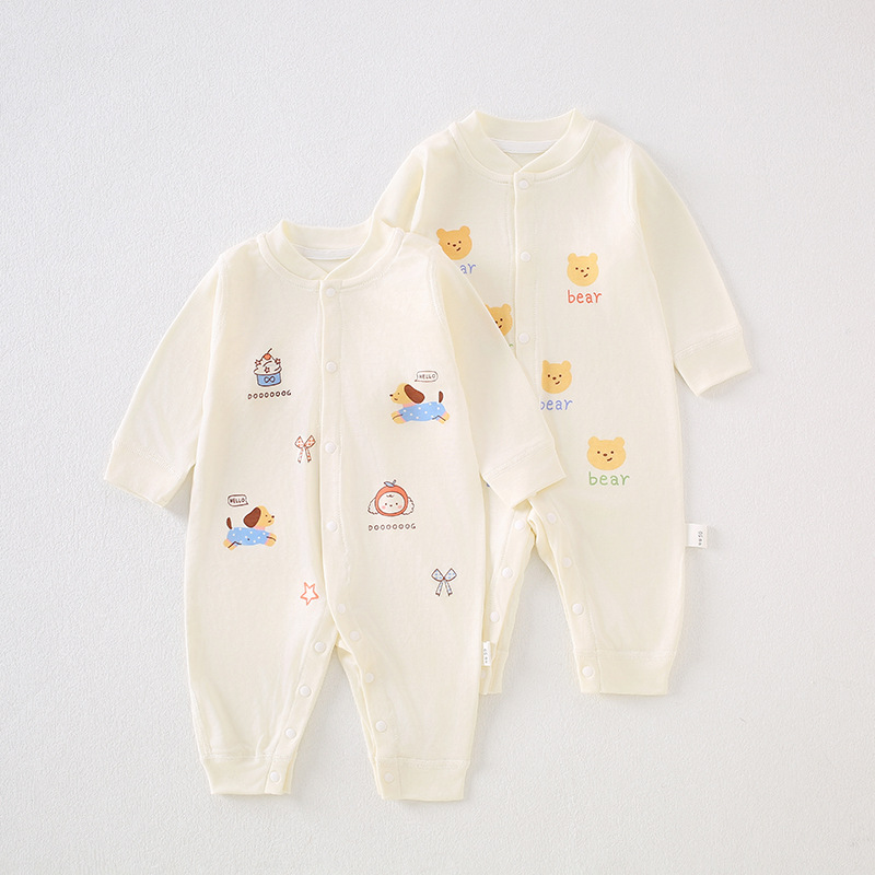Newborn Baby Long Sleeve Jumpsuit Lyocell Spring and Autumn Clothes Newborn Boneless Harper Baby Men's and Women's Climbing Clothes