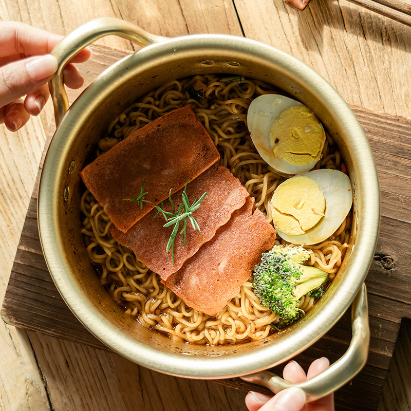 Ejército coreano olla caliente fideos instantáneos olla hogar pequeña olla de cocina olla de sopa olla de aluminio ramen olla especial olla con tapa