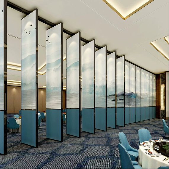 Guangdong conference room mobile screen partition hard bag hotel partition wall movable partition push-pull retractable folding door