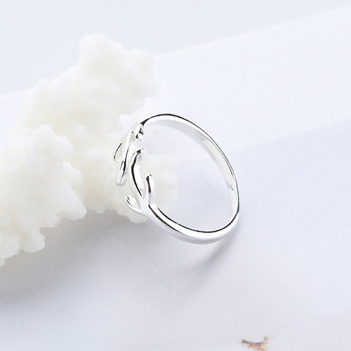 Stall goods small animal moose antler ring minimalist trendy creative couple's matching rings adjustable open-mouth wholesale for girlfriend and best friend