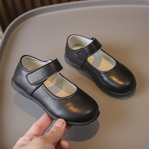 Girls' black leather shoes, soft-soled princess shoes, middle-aged and older students, children's leather shoes, casual performance shoes, women's shoes