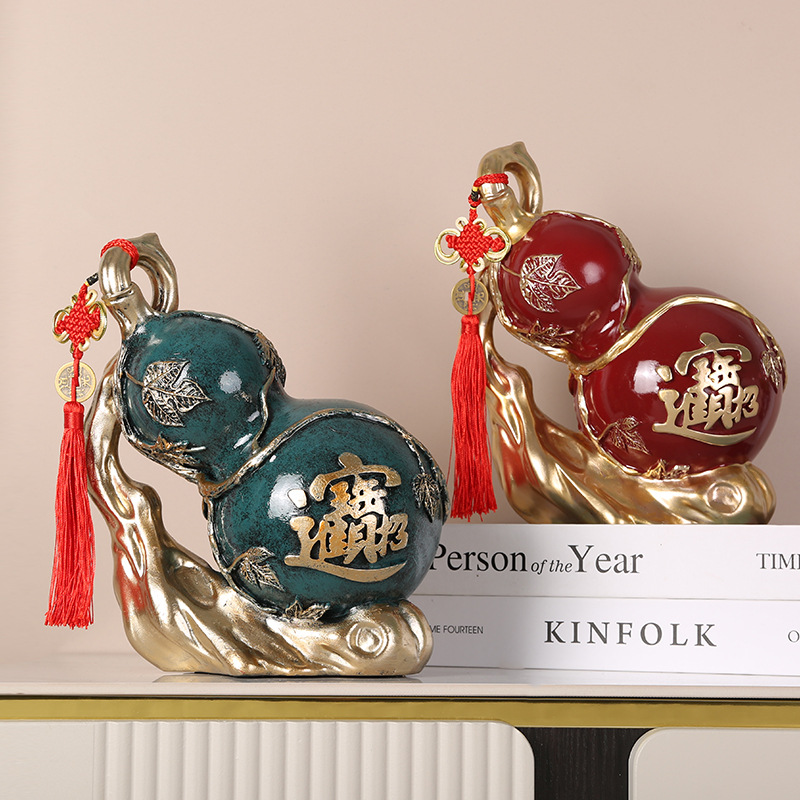 Creative Chinese-style Gourd Ornaments Fulu Wealth-making Resin Decoration Living Room Wine Cabinet Office Model Room Desktop Decoration