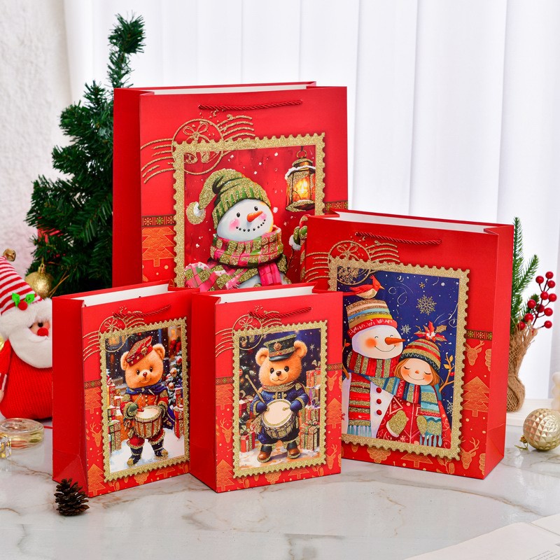 圣诞超大号系类礼品袋撒粉工艺烫金手提袋加厚高级感礼物伴手礼袋
