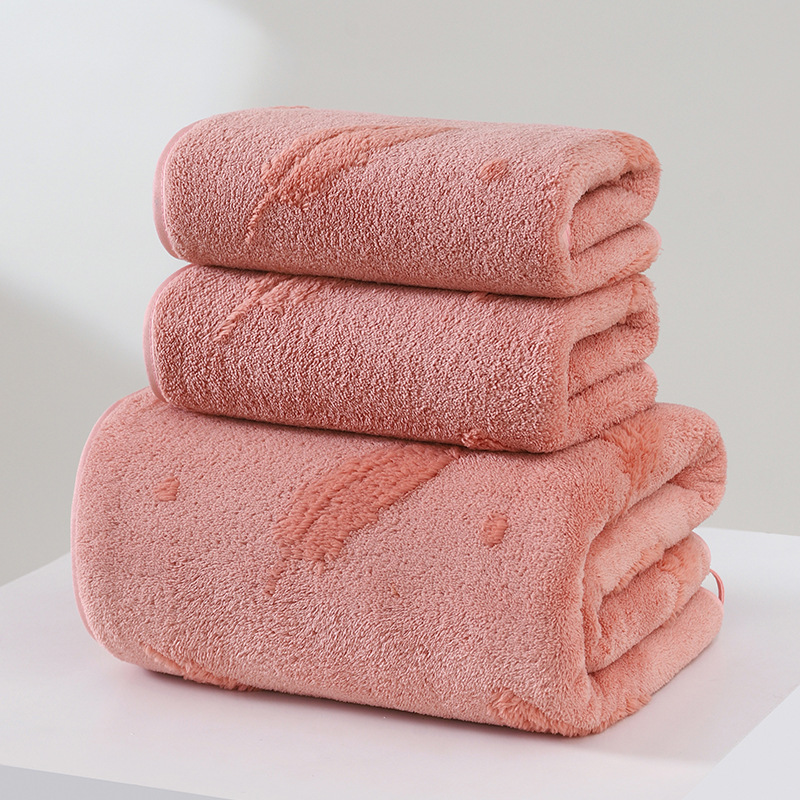 Toallas de lana de coral transfronterizas, toallas de baño, toallas de baño de secado rápido absorbentes de agua de doble cara para el hogar, toallas de pareja, toallas de baño para niños y madres