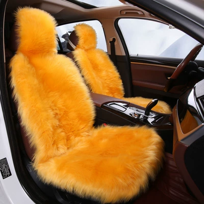 Thickeneded Car Cushion | Seat cushion, seat cover - imitation-wool-gold-camel-car-alone