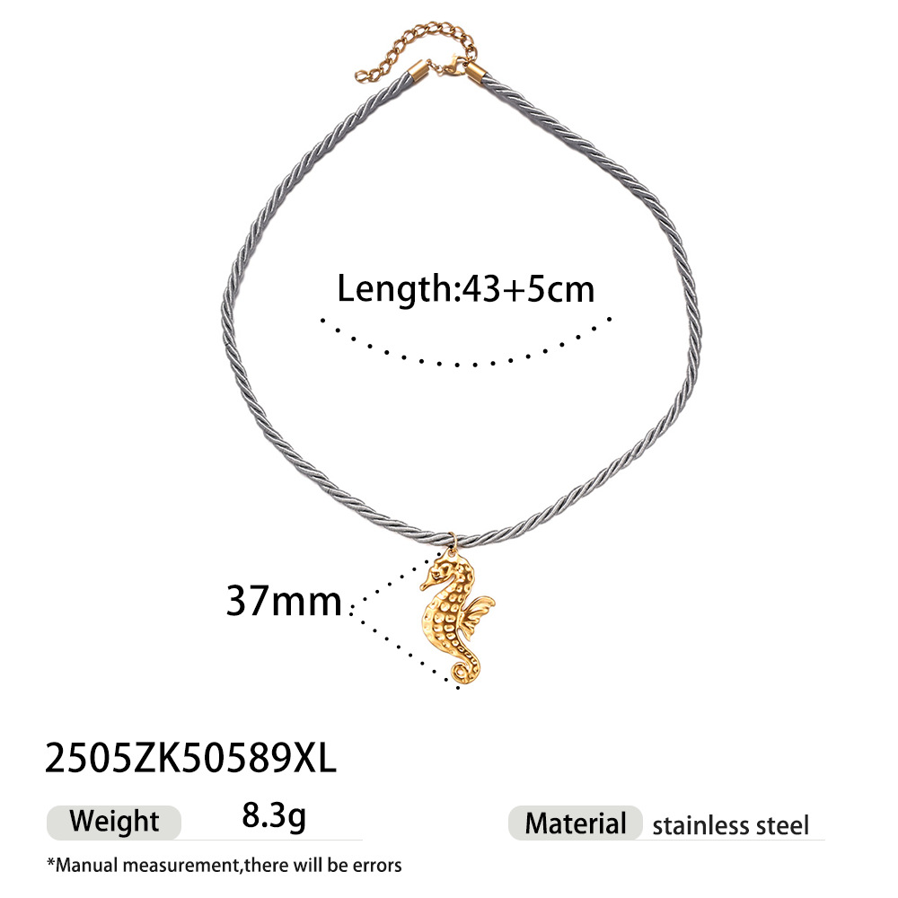 Tena Cross-border estilo explosivo collar tejido de cuerda de colores para mujer collar colgante de oro de 18k Ocean Beach ins joyería image 12