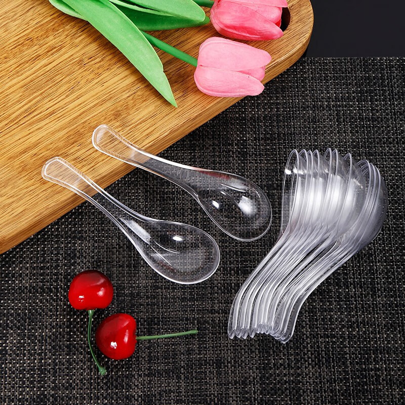 勺子加厚勺子硬质外卖打包加厚塑料勺快餐用透明调羹