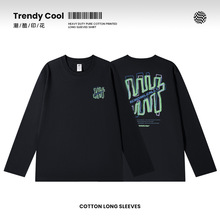 潮牌HH字母印花男士t恤秋季男装宽松230g纯棉圆领内搭外穿衣服男