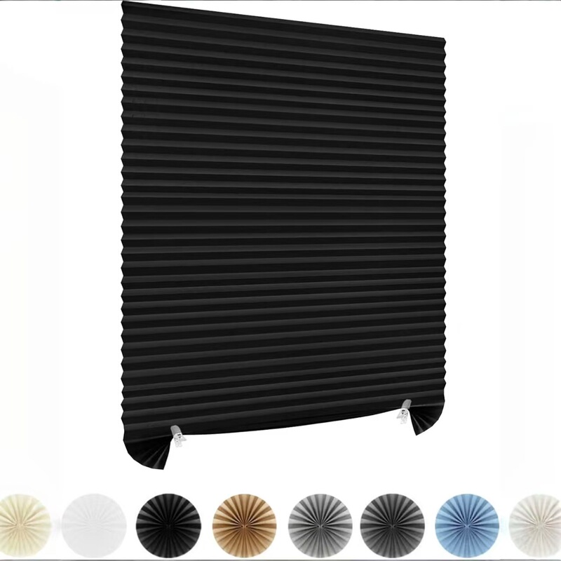 Curtains, Cross-Border Sunshade Curtains, Self-Adhesive Pleated Curtains, 100% off Curtains for Bedroom, Home Privacy Curtains, Simple No-Drill Blackout Curtains