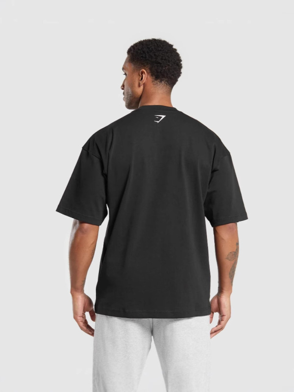 GYMSHARK メンズ オーバーサイズ Tシャツ ジム スポーツ フィットネス コットン ラウンドネック ルーズ 半袖 カジュアル Tシャツ トップス|undefined