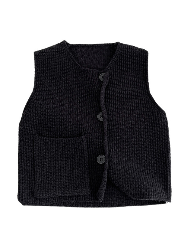Baby primavera y otoño chaleco de punto chaleco sin mangas chaleco de hombro chaqueta de estilo extranjero pequeño vestido guapo para niños
