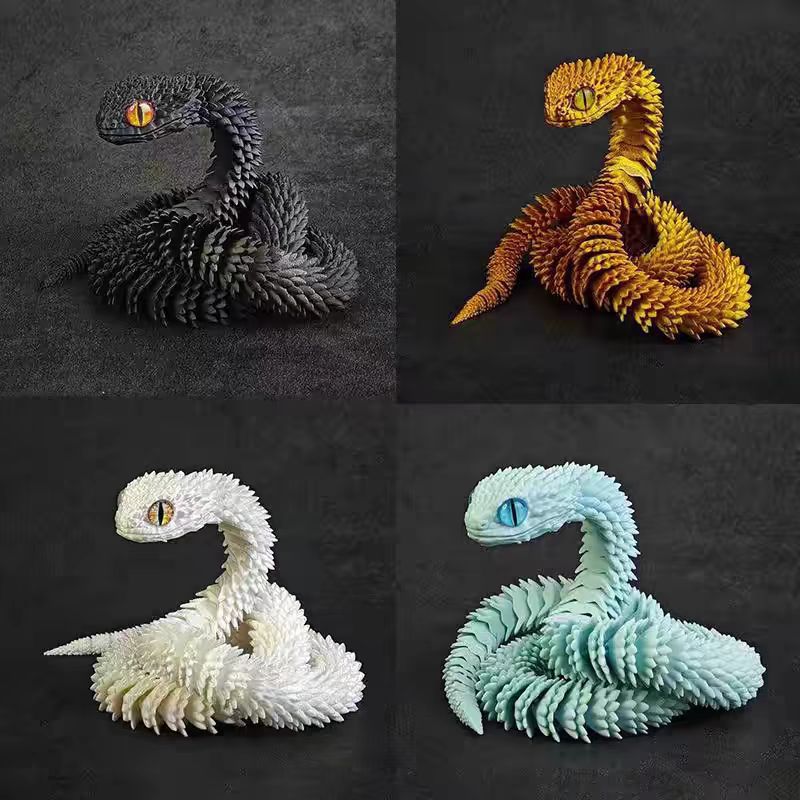 新款蝰蛇3d打印蛇年玩具手办蛇蛋套装关节可动物模型仿真小蛇玩具