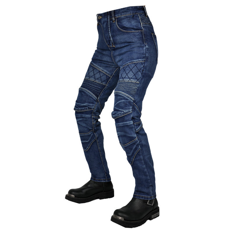 2022 nuevos pantalones vaqueros de la motocicleta Kevlar resistente al desgarro de las mujeres pantalones de montar retro Four Seasons motocicleta pantalones resistentes a la caída