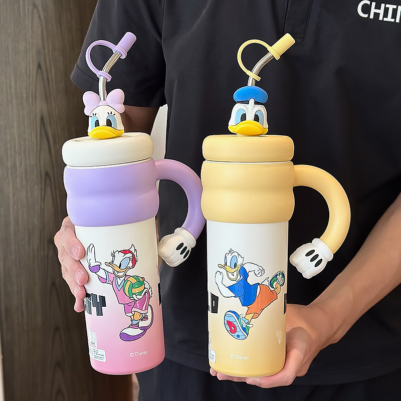Taza de aislamiento de Mickey de alto valor facial, taza de paja para bebidas de oficina, taza de hielo, taza de estudiantes de gran capacidad