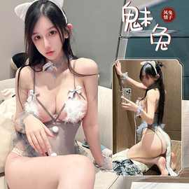 爱如如情报主题服饰兔女郎可爱猫咪套装蝴蝶结诱惑脱激情纯欲5764