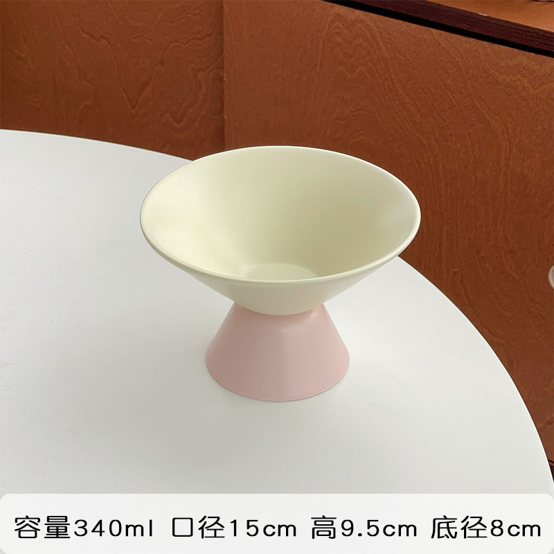 穆尼 ins风撞色高脚碗纯色冰淇淋雪糕碗家用甜品碗小吃碗早餐碗|undefined